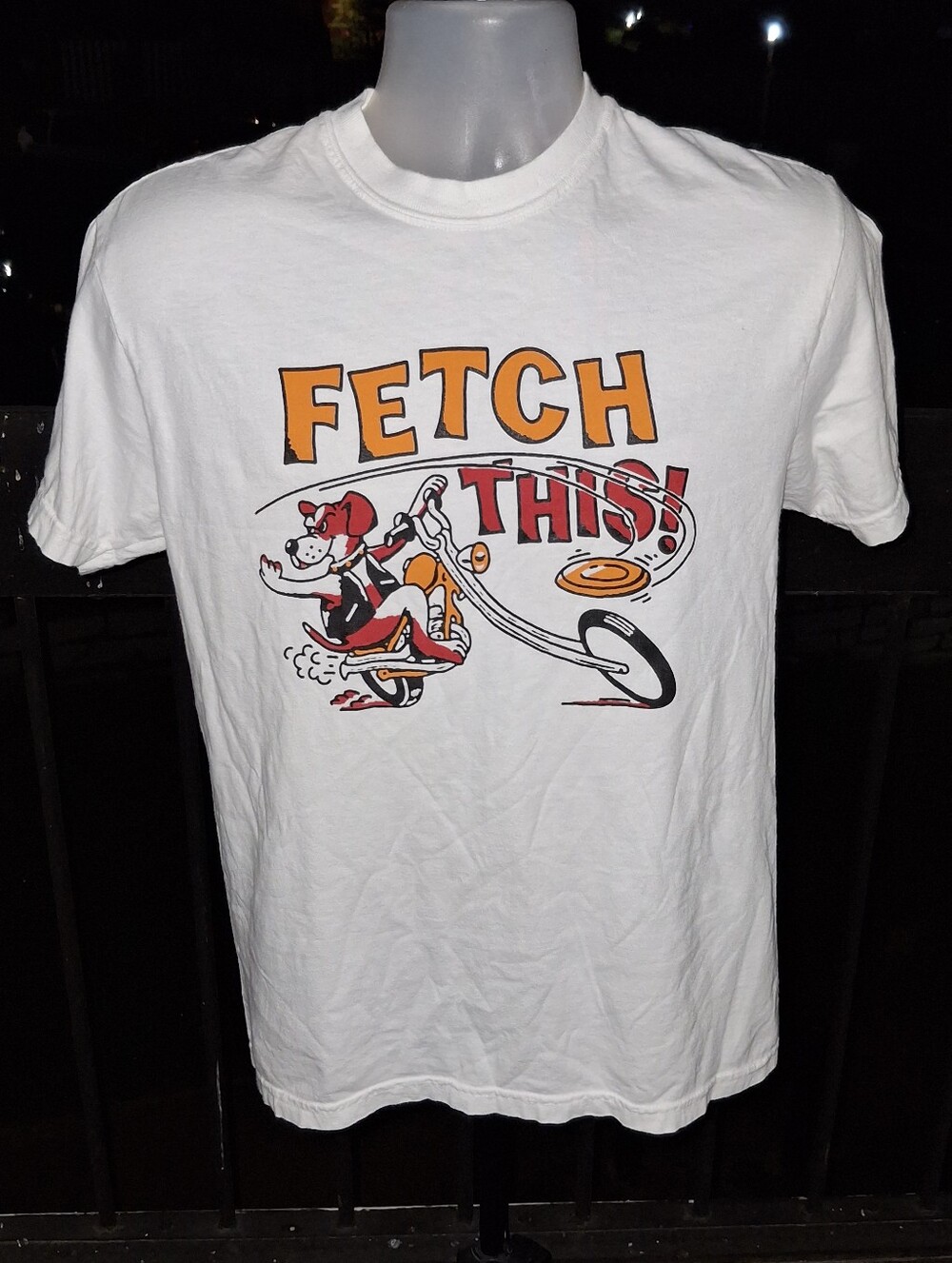 Vintage FETCH THIS Puppy On A Chopper T Shirt Size Is Med